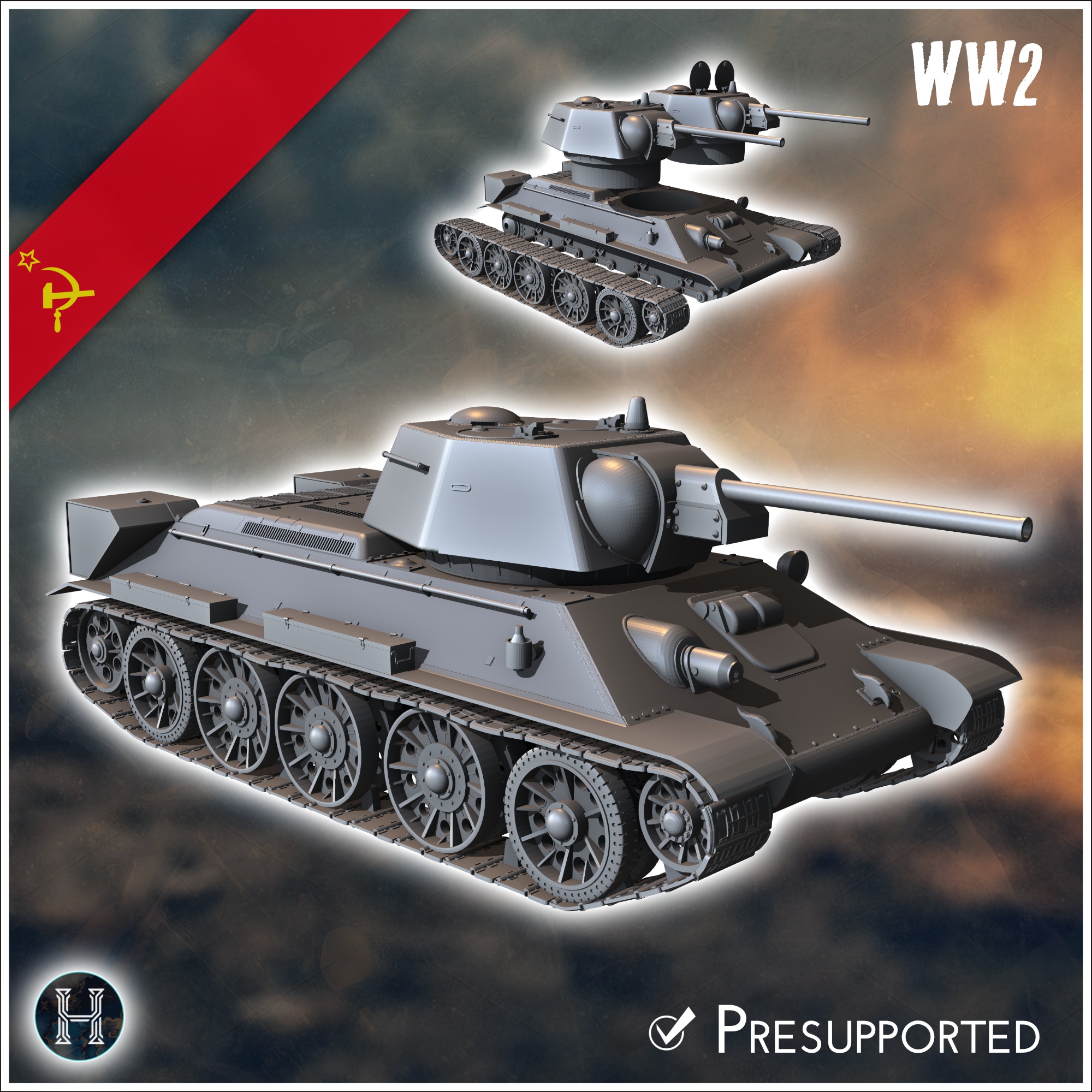 OT-34 flamethrower tank - Soviet army WW2 Second World East front Ostfront RPG Mini Hobby